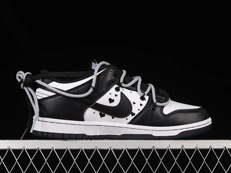 All Categories Nk SB Dunk Series Nk SB Dunk Low Low-top Sneakers Nk Dunk Low Black and White Red Panda Valentine's Day Customized Deconstructed Strap Casual Sneakers DD1503-106